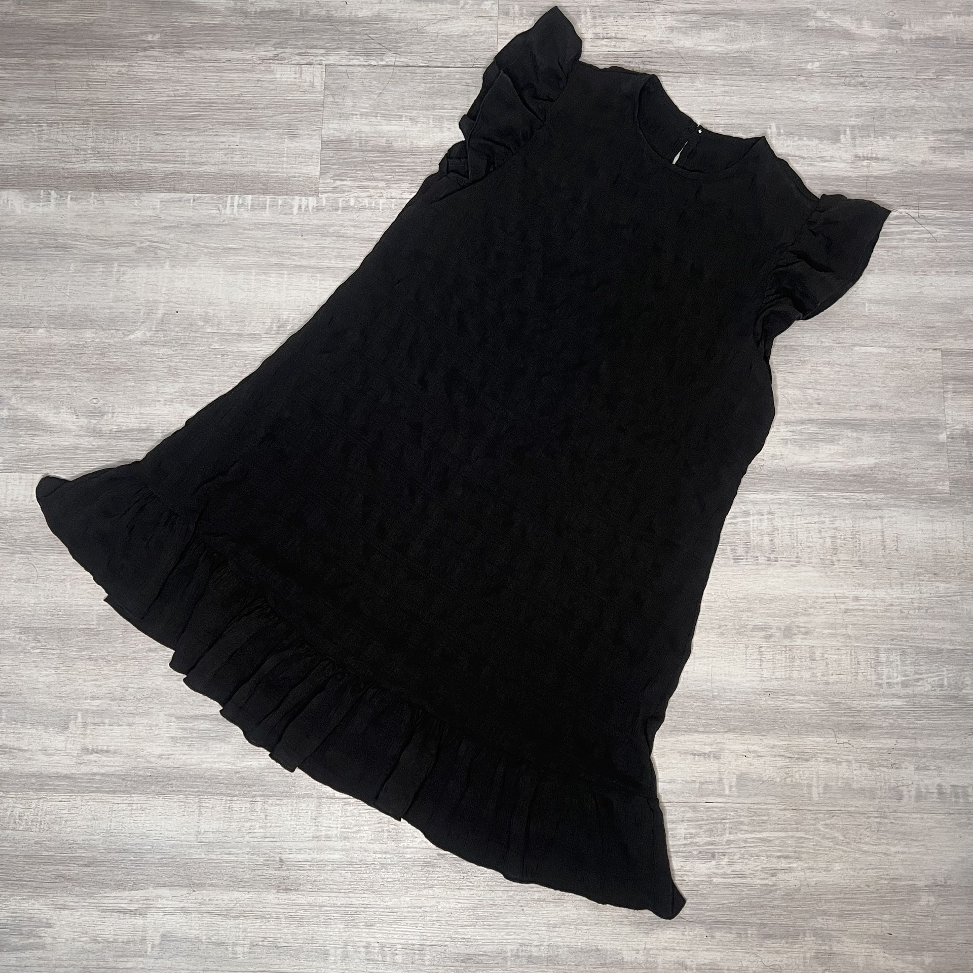 Black sheen extra large Flattering Ruffle dress