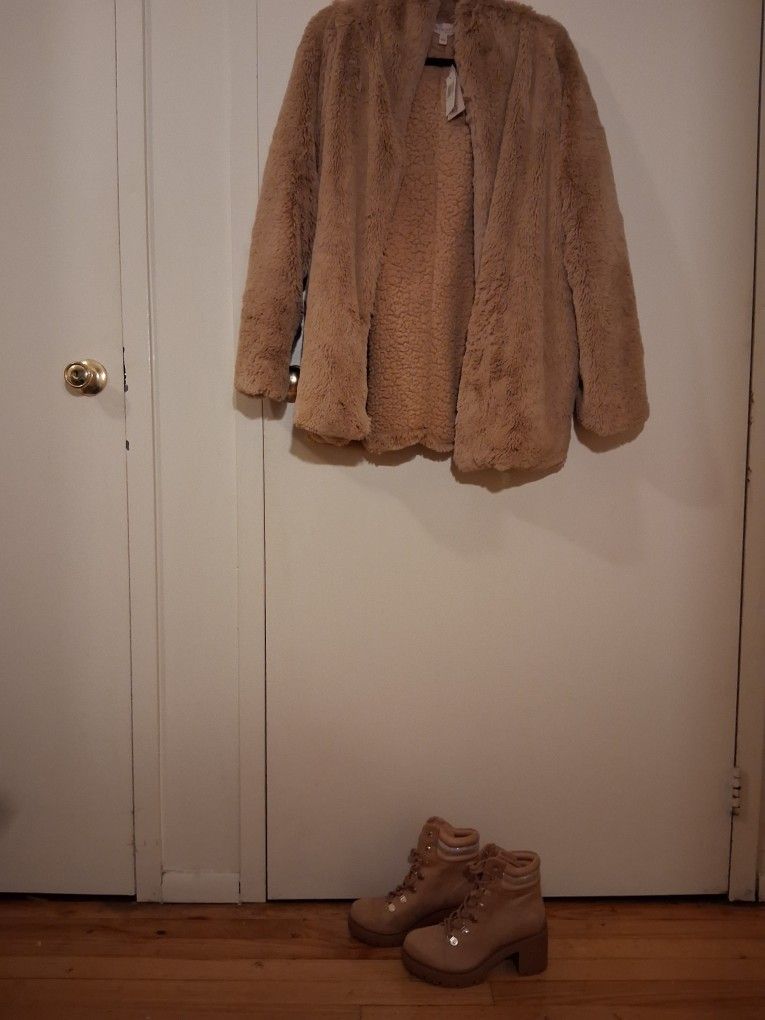Beige Faux Fur Jacket