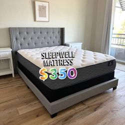 New Queen Grey Bed With Mattress