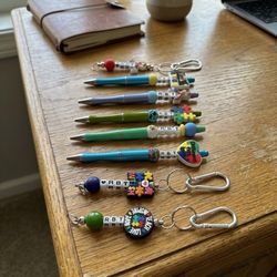 Decorated Pens And Keychains 