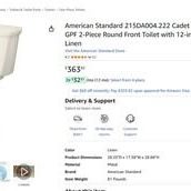 American Standard 215DA004.222 Cadet Pro 1.6 GPF 2-Piece Round Front Toilet with 12-in Rough-in, Linen