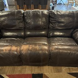 Leather Recliner, 3 Seater And Loveseat