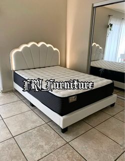 New Queen bed frame with mattress