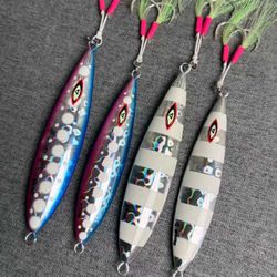  Reflective Holographic Metal Jig with BKK Assist Hooks – Slow Pitch Lure for Tuna, Deep Sea, Saltwater