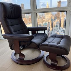 Leather Reclining Chair and Ottoman Raymour & Flanigan x2