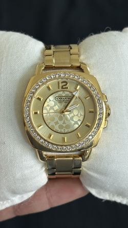 Gold Coach Wristwatch with Crystal Accents