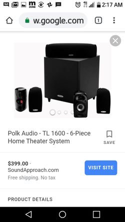 6 piece Polk Audio surround sound