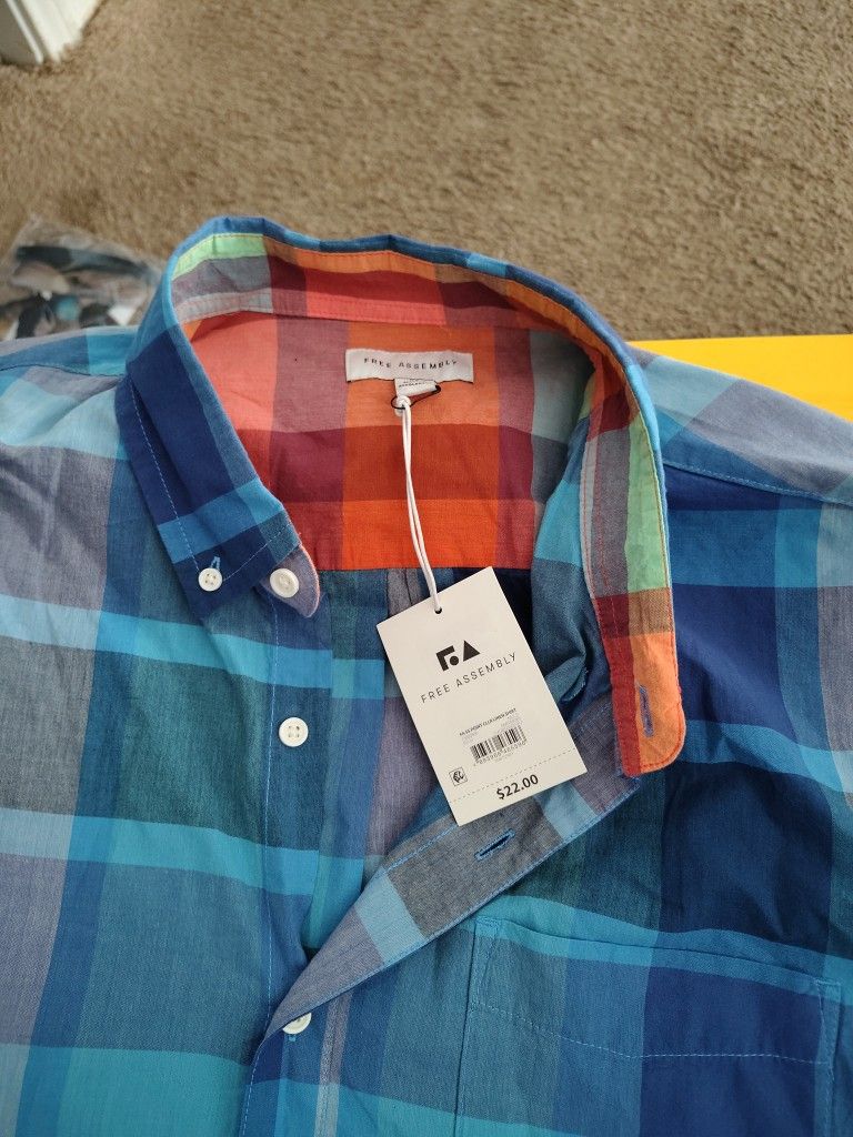 FREE ASSEMBLY MEN PLAID SHIRT