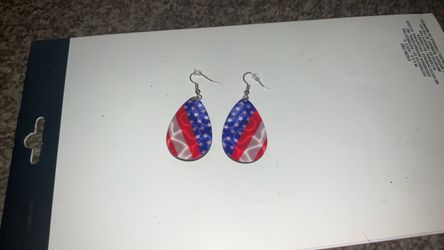 American Flag Teardrop Dangle Earrings