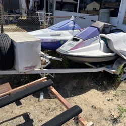 Jet, skis, and trailers selling individually
