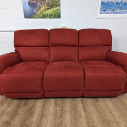 Contemporary Red Fabric Power Recliner Couch