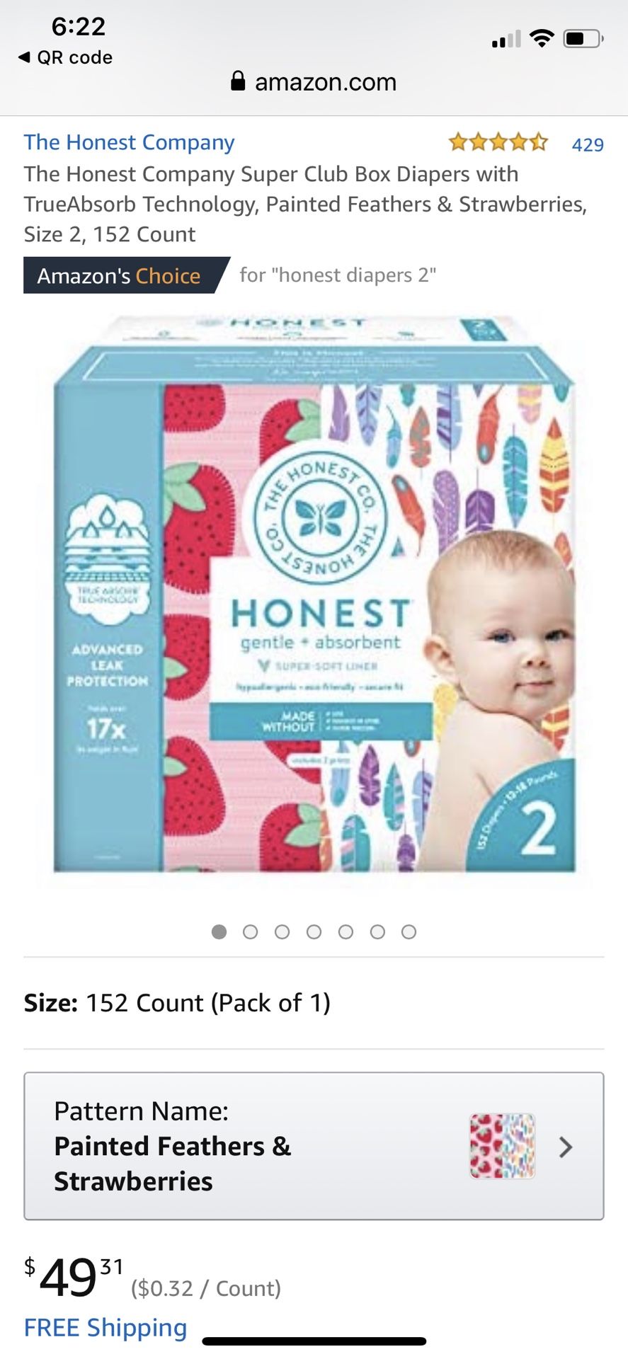 HONEST DIAPERS CASE SIZE 2 NEW