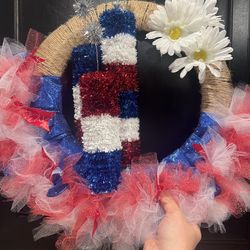 Door Wreath Red White And Blue