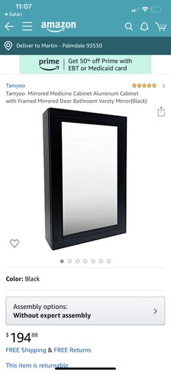 Tamyoo Mirrored Medicine Cabinet Aluminum Cabinet with Framed Mirrored Door Bathroom Vanity Mirror(Black)