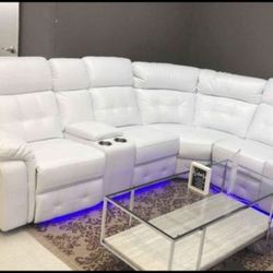 White Sectional With Lights $39 Down