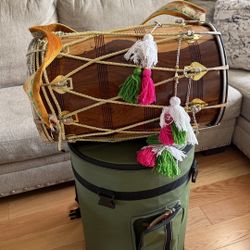 Chet Ram Gill Professional Sheesham Dhol With Padded Carrying Case, Extra Skins, And Accessories