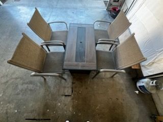 Patio furniture Fire pit table propane w/ 4 chairs