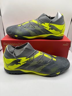 New Puma Future 7 Match Turf TF Soccer Shoes Gray Lime Green Mens Size 12 and 13