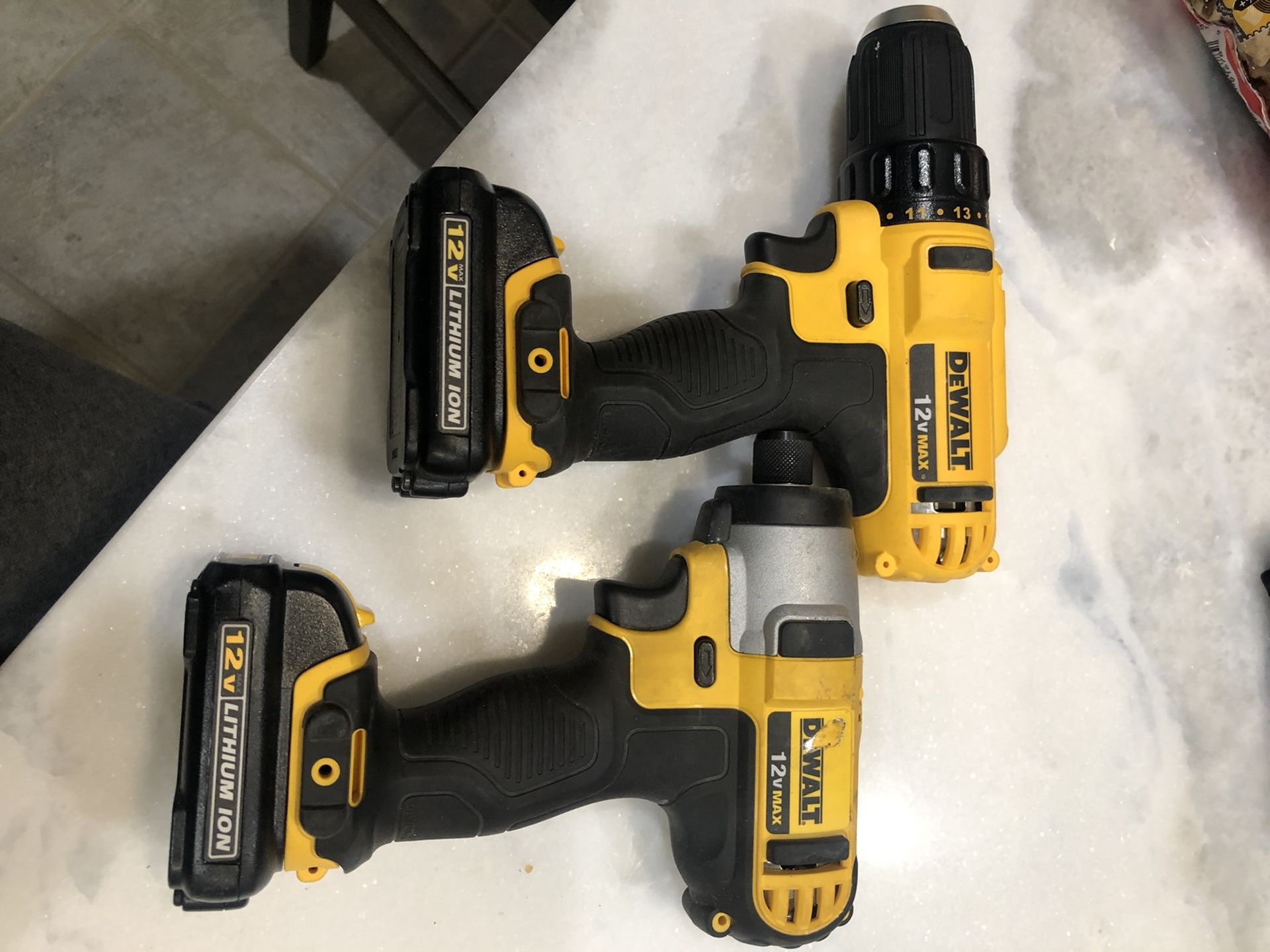 Dewalt 12 V Max lithium ion drill motor!! and impact!!!