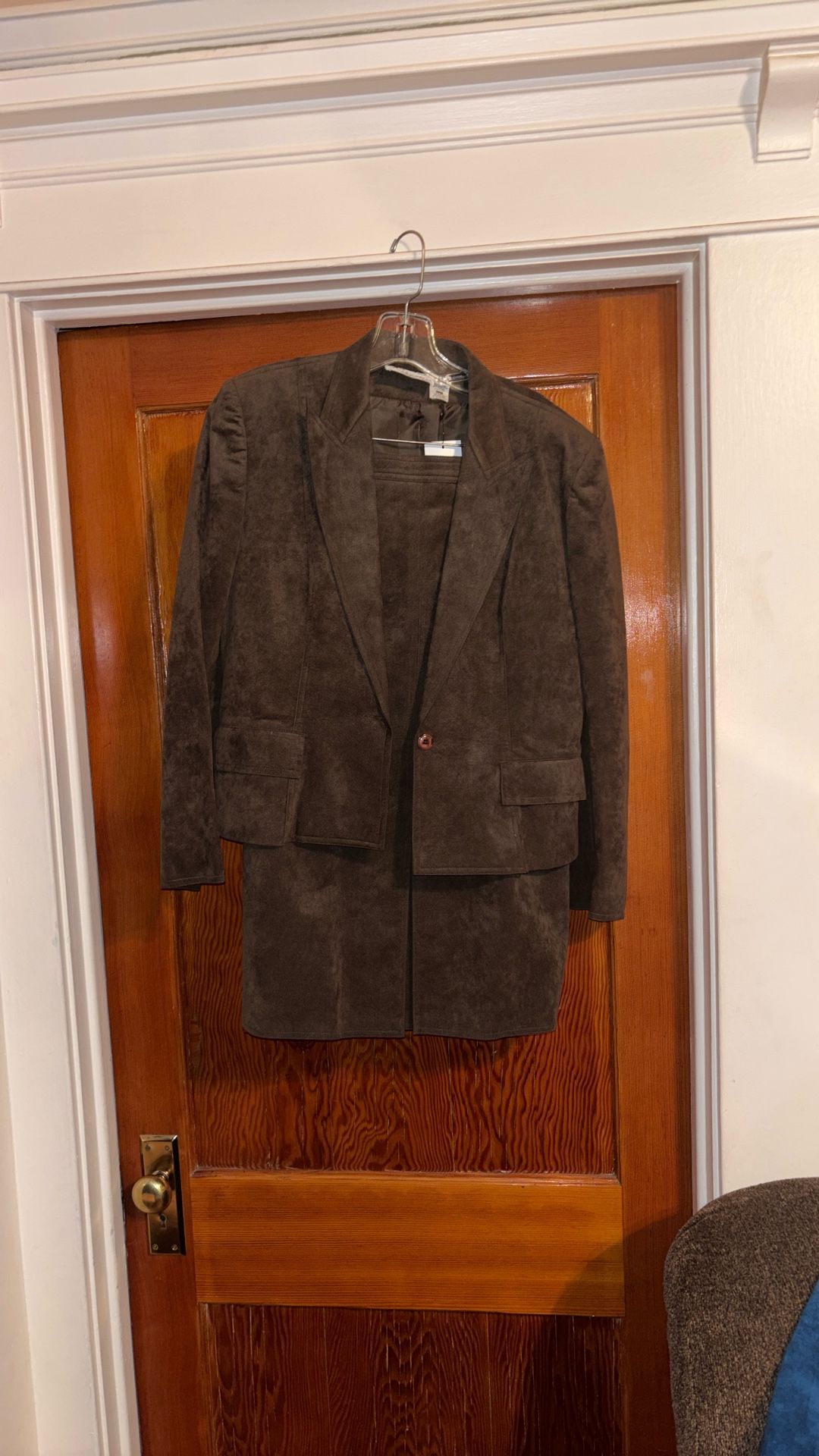 Brown Ultra Suede 2 Piece Skirt/Jacket Suit