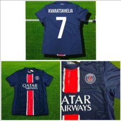P.S.G. # 7 Kvaratskhelia Soccer Jersey.