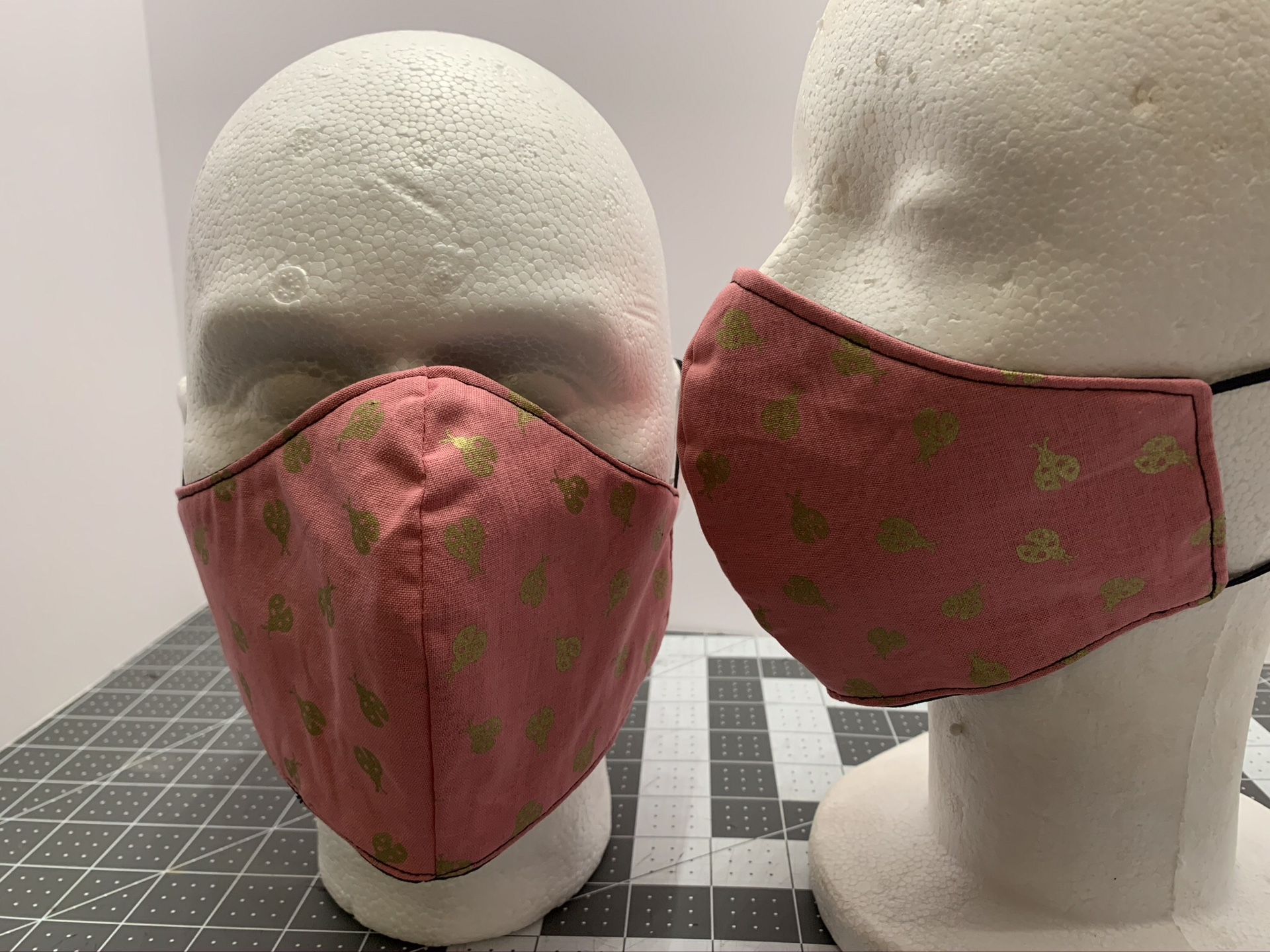 Pink & Gold Lady Bugs - Reversible & Reusable Mask