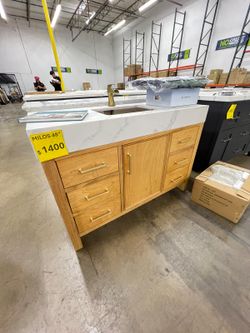 Green, Brown, Blue, Gray, White Bathroom Vanity – Muebles para baño Quartz, Wood, & Granite- Cuarzo, madera y granito