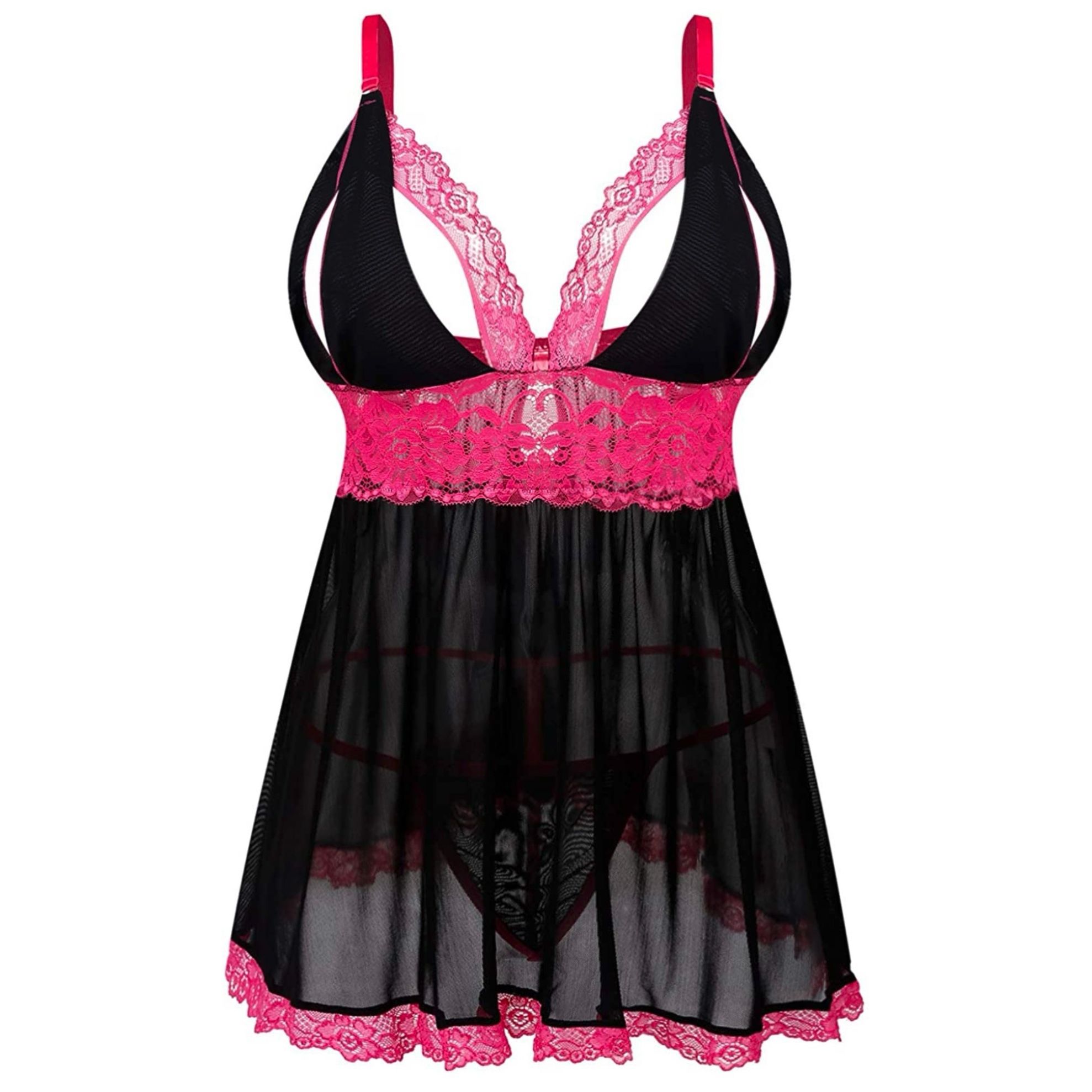 Women’s Black Pink Lingerie Dress Babydoll Chemise Sleepwear