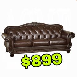 Beautiful New Anondale Espresso Top Grain Leather Sofa Only $899!!! Original Price $3,173!!!