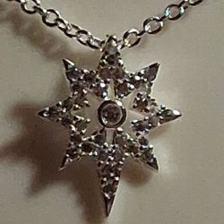 Pandora Authentic Brand New Sterling Silver Sparlling North Star Pendant Neckless 19.5 Adustable