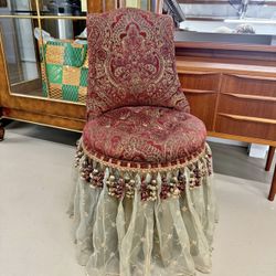  Red & Gold Bombay Company Skirted Vanity Chair