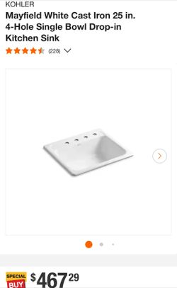 Mayfield Drop-In Cast Iron 25 in. 1-Hole Single Bowl Kitchen Sink in White