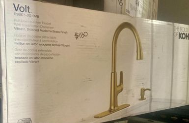 Kohler Single Handle Pull Down Kitchen Faucet - Brushed Brass Finish