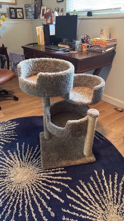 3 tier cat tree fully carpeted.