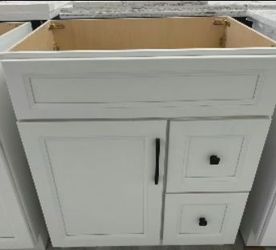 30 Inch White Bathroom Vanity with Countertop Included
