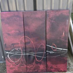 Abstract Modern Wall Art – 3 Panel Canvas 36”x36” 