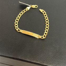 Engravable 14K Yellow Gold Curb Link ID Bracelet Length 8", With Lobster Claw Clasp, 8.1 grams- Serious Inquiries Only Please! 