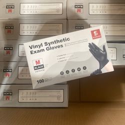 Black Vinyl Synthetic Exam Gloves (100pc)