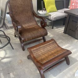 Seagrass & Wood Chair & Ottoman