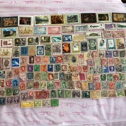 Collection of Antique and Vintage Stamps Used Set of 166