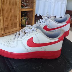 Nike Air Force 1 Low White Red Sole Size 10.5