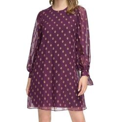 NWT Calvin Klein Burgundy & Gold Long Sleeve Dress (Size 8) 