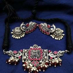 Ethnic Necklace Choker Earrings Set 