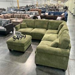 Gorgeous 4-Pc Corduroy Sectional Sofa Set ✅ Brand New ✅