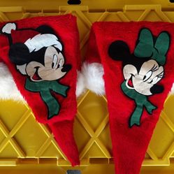 Large Disney Mickey And Minnie Santa Hats - Decor 