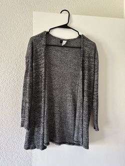 Women's Open-Front Soft Gray Knit Cardigan
