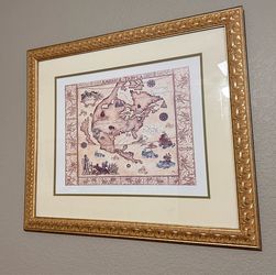 Framed North America antique map print
