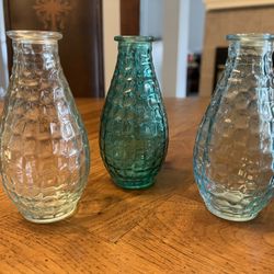 Trio of Glass Bumpy Bud Vases