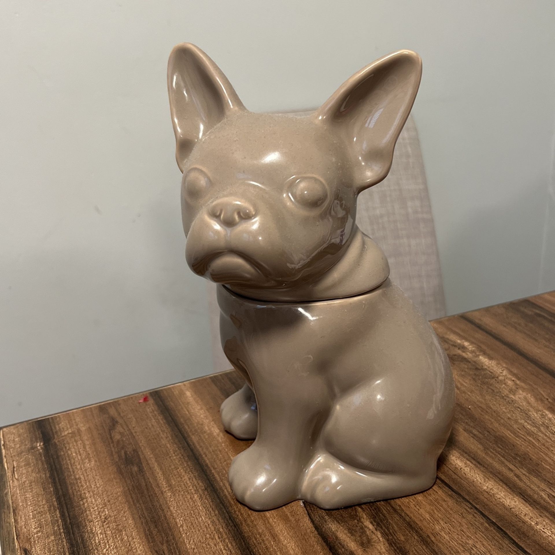 Frenchie French Bulldog Cookie Jar Threshold Taupe Grey
