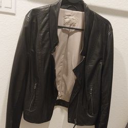 WE THE FREE Black Faux Leather Motorcycle Jacket